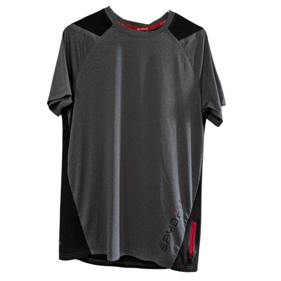 Spyder Active Men's Color Block Sport Top Small, Black Gray with Red Accents - Picture 1 of 11